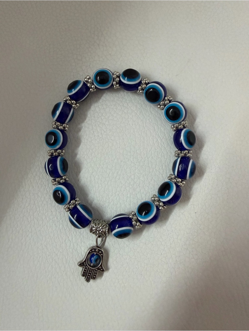 Blue Evil Eye Beaded Hamsa Charm Bracelet - Women Jewelry